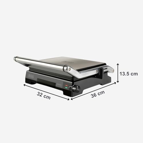 Miniatura 7 de Black Decker Bxgf2200e Parrilla Eléctrica 2200w Plancha Cocina Apertura 180 Placa Antiadherente Sin Pfoa 29x23 Cm Tapa Basculante Regulador De Temperatura Bandeja Recoge-Grasas