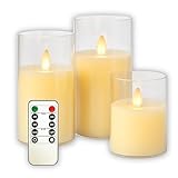 LEDキャンドルライト 3個セット アクリル製 炎なし 安全設計 揺らめく暖色光 電池式 インテリア装飾 プレゼントにも最適