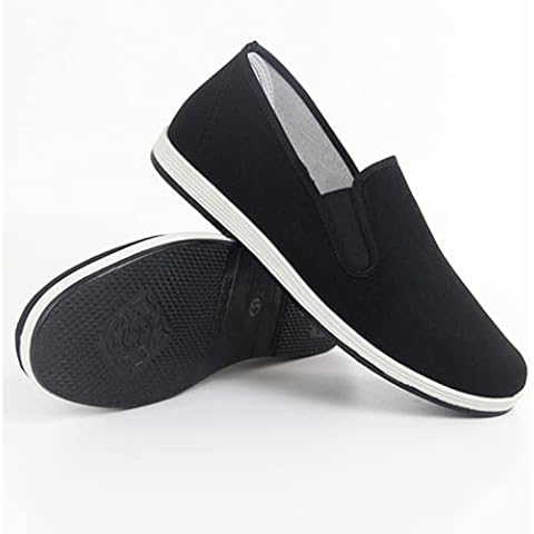 YYDSM Tai Chi Shoes Men, Chinese Traditional Breathable Martial Arts Old Peking Shoes Kung Fu Practice Wear Morning Exercise Canvas Martial Arts Rubber Sole Unisex All Black(Size:39 EU,Color:Black) Cover