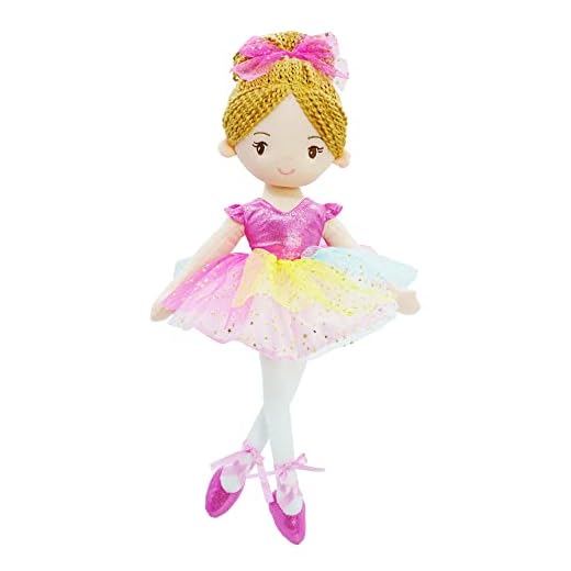 June Garden 16" Ballerina Princess Polina - Stuffed Plush Soft Doll - Pink Outfit - Gift for Toddler Girls