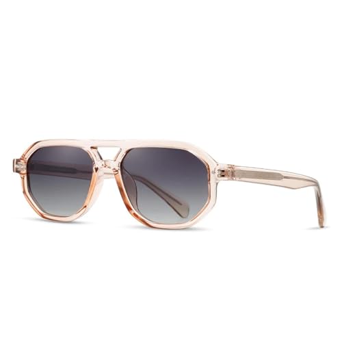 Lunettes de soleil rétro à double pont polygone UV400 pour femme et homme