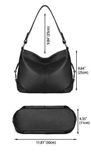 Image of YALUXE Women's Real Leather Shoulder Bags Hobo Handbag Purse Crossbody Bag | Soft Genuine Leather, Convertible, Cross-body Bag, Multiple Pockets, Large Capacity, Medium Size