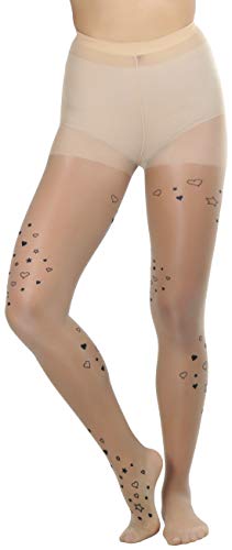Image of ToBeInStyle Women's Valentine Day Themed Opaque Sheer Pantyhose w /Heart Love