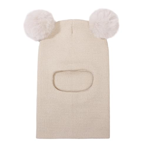 Gorro de Invierno para bebés y niñas, Gorro de Punto cálido con Pompones Gorros Y Bufandas Máscaras Bebe 2 En 1 Beanie Gorro de Punto Cálido - imagen 2