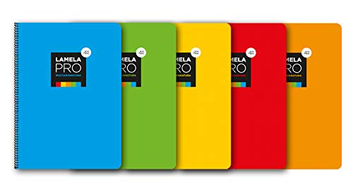 EDITORIAL LAMELA Paquete 5 Cuaderno folio extra dura 100 hojas. 4 mm., SURTIDOS