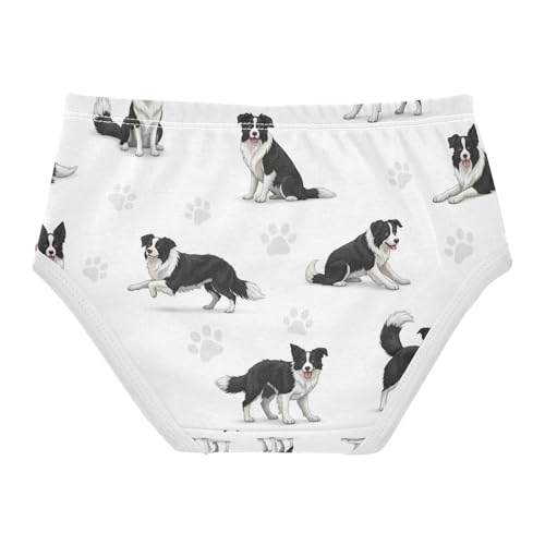 Toddler Girl Briefs, Black White Dogs Paw Cotton Girls Underwear, 2T–8 Years2