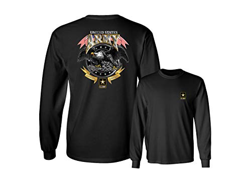 United States Army Logo Patriotic Long Sleeve Shirt Loyalty Respect Bald Eagle Front and Back Tee