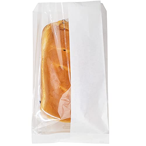 Restaurantware Bag Tek Large White Paper Bread Bags, Side Window, 100 Ct