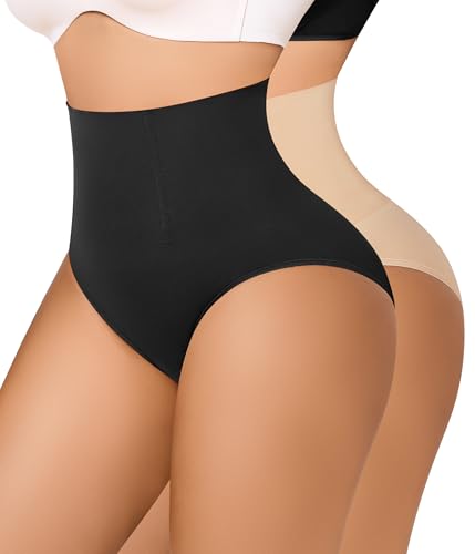Nebility 2 Piece Tummy Control Shapewear Butt Lifting Underwear Seamless Panties for Women Under Dress Faja Body Shaper
