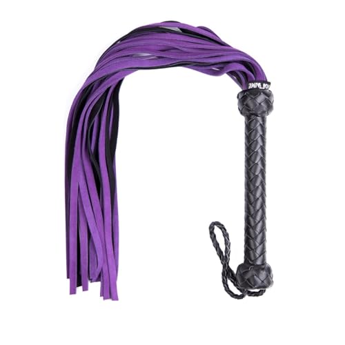 Premium Purple Leather Flogger for Couples Deluxe BDSM Whip for Sensual Play Erotic Exploration & Fetish Adventures Adjustable Sensation Control Accessory