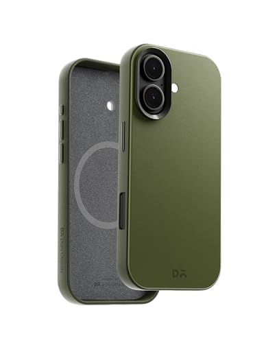 Image of DailyObjects Leatherite Case for iPhone 16 Compatible with Mag-Safe Wireless Charging | Green-Olive Hybrid Magnetic Back Cover
