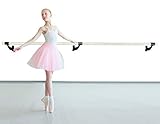Ballet Barre Wall Mounted 8 FT Long Single Bar Black 2.0” Diameter | Fixed Height Ballet Barre System Traditional Wood | Home/Studio Ballet Bar, Dance Bar, Stretch Bar, Dancing/Stretching