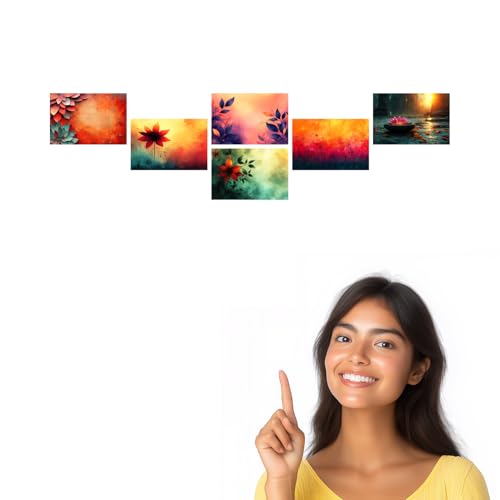 Image of SiddArtify Floral Wall Art Prints Set - Abstract Botanical Poster Decor for Living Room Bedroom Office - Set of 2-4x6 Inch - Board (Pack of 6) - Sticker (Pack of 6)