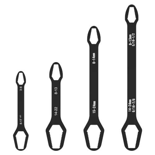 ARURA (LABEL) Universal Torx Wrench Adjustable Double End Self-Tightening Spanner Double Head Ratchet Wrench for Home Car Bicycle Motorcycle Repair (4 PCs Set)