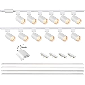 12 Lights LED Track Lighting Kit with 13FT H Track Lighting Rails & Floating Canopy Connector, GU10 Track Light Kit Modern Kitchen Track Lighting Fixtures Ceiling Spot Light, White – No Bulbs