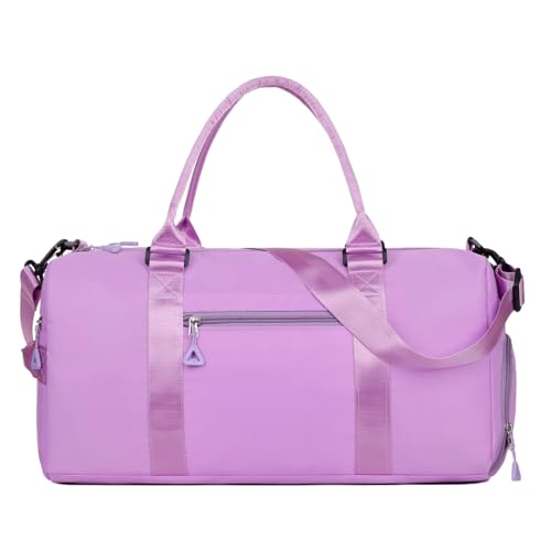 KJOET スポーツバッグ ボストンバッグ ジムク 大容量 旅行 ドラム ボストン ドラグ ダッフル 筒型ク ショルダー 旅行カバン レディース メンズ ジム 修学 軽量 スポーツ 機内持込 (パープル) パープル