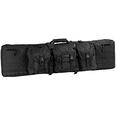 TLO Outdoors Tactical Double Rifle Gun Case - 46" Soft Range Bag - Room for Two Rifles, Shotguns, and Storage for Pistols, Handguns, Accessories and Equipment with Shoulder Straps Cover