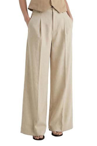 Arach&Cloz Women's Linen Wide Leg Work Dress Pants Business Casual Outfits - image 1