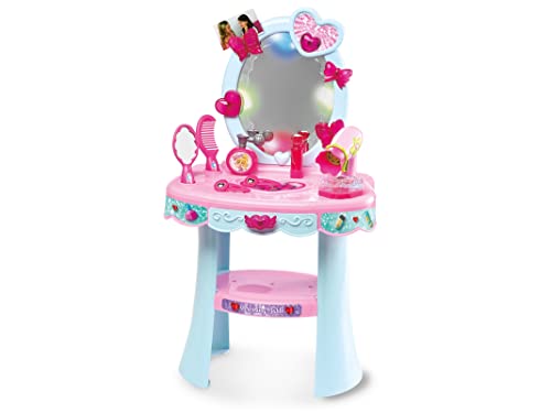 Teorema Giocattoli Specchiera Trucco Bambina Magica, Postazione Trucco con Luci LED Cambia Pattern, Asciugacapelli a Frizione, Tavolo con Cassetto Estraibile e Accessori, Idea Regalo