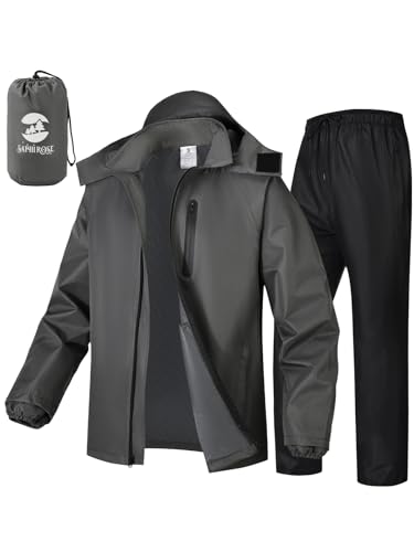 SaphiRose Men's Waterproof Rain Suit 2pcs/set Packable Rain Gear for Golf Motorcycle Fishing
