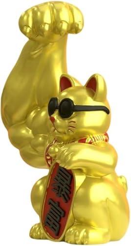 Juxkov 招き猫 置物 開運 招福 商売繁盛 金運祈願 財運アップ 風水 縁起物 インテリア マッチョ猫 サングラス 招き猫 金運アップ グッズ 運気上昇 玄関置物 おしゃれ プレゼント 開店祝い 新築祝い ギフト 雑貨 家庭用 店舗用 オブジェ 滑り