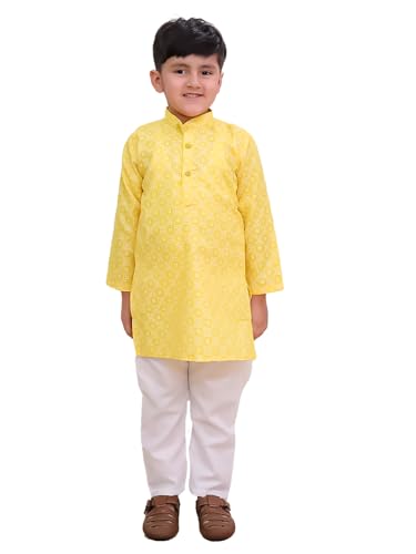Image of AJ DEZINES Boys Cotton Full Sleeve Printed Kurta Pajama Set for Kids - Ethnic wear | Special Occasion & Traditional Outfit |Boys Kurta Pyjama Set - Regular Fit
