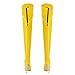 NUMALEO Yellow Women's Over the Knee Thigh High Boots Stiletto Pointed Toe Zipper Tall Boots Sexy High Heel Patent Long Boots for Women Fall Fashion Dress Boots Size 8.5