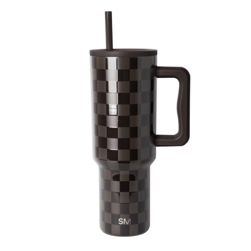 Image of Simple Modern Tumbler with Handle and Straw | 40oz | Checkered