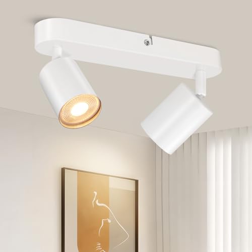 TaFiCo Lampara Foco Techo LED 2 Focos - Lámpara de Techo Interior Blanco GU10 - Foco de Techo LED Moderno Orientable - Focos Para el Techo Salón Dormitorio Cocina - Sin Bombilla