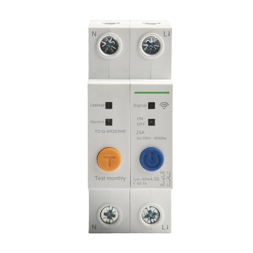 FACAIIO Disjoncteur 2P 63 A DIN Rail Commutateur avec télécommande via l'application eWeLink, Wi-Fi 2,4 GHz, surcharge pour protection, systèmes AC 230 V, gris