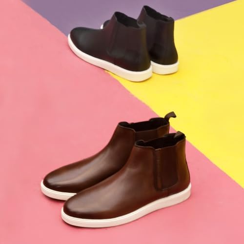 Image of Thomas Crick Men's Genuine Leather Chelsea Boots - Slip-On Dress Boots with Elastic Gusset, Ortho Footbed & Lightweight Anti-Slip Sole for Casual or Formal Wear