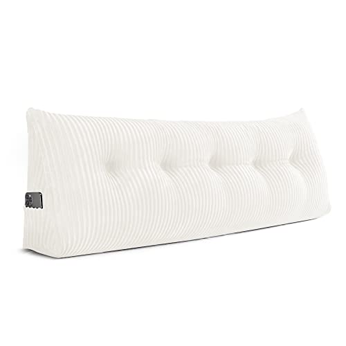 Activance Large Triangular Headboard Wedge Bed Rest Reading Pillow Backrest Positioning Support Bolster Cushion With Removable Cover (White, Queen: 59X8X20 Inches) #TOP3