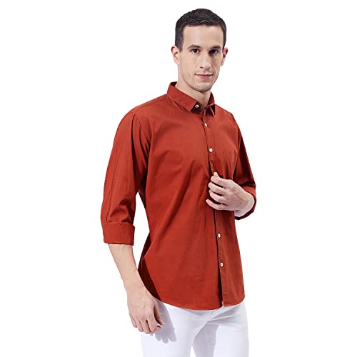 Image of Ben Martin Men's Cotton Regular Collar Shirt with Chest Pocket || Classic Collar, Slim Fit, Casual & Formal Wear || Soft & Breathable Fabric || Full Sleeve Shirt for Men