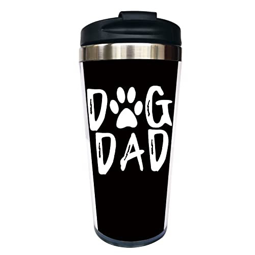 Hasdon-Hill Lustige Reisetassen für Frauen Männer Hund Papa Kaffeetasse Teetasse Edelstahl Tasse Hund Liebhaber für Freunde Geburtstag 340 ml One Size schwarz Cover