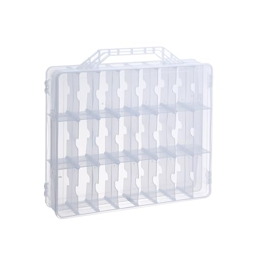 AISLE 3 ESSENTIALS Estojo organizador de esmalte para 48 frascos – Suporte de gel transparente de dois lados para armazenamento de esmalte com divisórias ajustáveis – organizador de maquiagem
