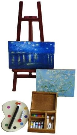 Miniatura 6 de Accesorio para casa de muñecas, flores de almendra y caballete de cielo nocturno, casa de muñecas en miniatura, juguete para balcón, muebles de