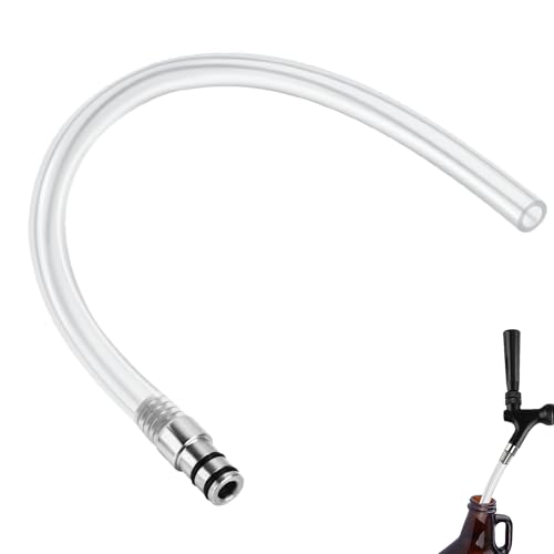 12'' Growler Filler Hose 5/16" I.D, Leak-free Silicone Beer Tap Bottle Filler Tubing, Beer Jug Growler Filler Spout Funnel Stainless Barb Fitting Fit ID12.63-12.7mm Keg Tap Kegerator Faucet Outlet-1PC