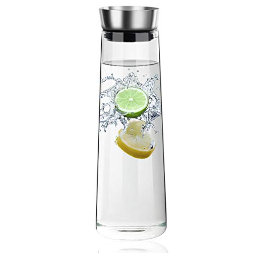 OTARTU 50 Oz Glass Drip-Free Carafe with Stainless Steel Silicone Lid - Stovetop
