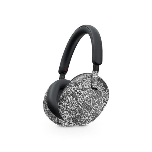 Image of MightySkins Carbon Fiber Skin Compatible with Sony WH-1000XM5 Headphones - Floral Lace | Protective, Durable Textured Carbon Fiber Finish | Easy to Apply
