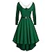 Robe de Noël Femme Robe de Noël Femme Robe d'Hiver Femme Peluche Col V Robe de Noël Robe de Noël Uni Manches Longues Cosplay Festival A-Line Party Robes Rétro Robe de Soirée, Z01 - Vert., S