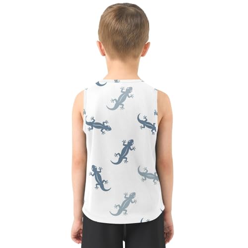 J JOYSAY Cartoon Lizard Blue Boys Tank Top Sleeveless Muscle Shirts Quick Dry Workout Active Sport Kids T-Shirts 3-15T3