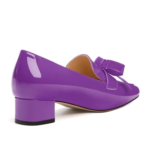 Image of Womens Loafer with Heel, Comfortable Chunky Heels for Women, Loafers Shoes with Bowknot Womens Bunion Dress Shoes