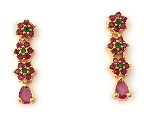 Image of Sasitrends Micro Gold Plated Peacock AD Stone Studded Jewellery Set