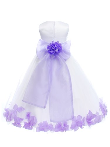 Satin/Tulle Pick Your Sash/Petals Flower Baby and Girl Dress2