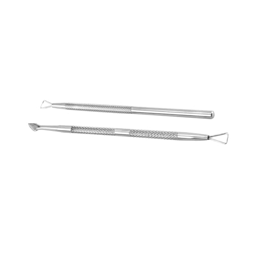 FOMIYES 3pc Stainless Steel Manicure Tool Kit Cuticle Pusher Nail File Buffer Dead Skin Fork for Home Professional Use