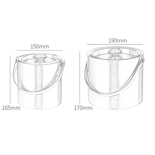 Yoeoefuo Ice Cube Tray 2 L / 3 L Ice Bucket with Lid Ice Bucket Stainless Steel Ice Cube Tray Double Walled Insulated Ice Container Portable Multifunctional Party Cooler Ice Barrel Barbecue Party