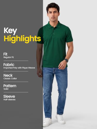 Image of Beyoung Imported Poly Regular Fit Solid Polo Tshirt for Men | Collar Tshirt | Half Sleeves | Solid Casual T-Shirt
