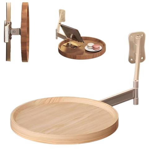 Mesa Plegable de Pared con Bandeja Redonda pequeña, Estante Extensible para sofá, Escritorio de Pared Plegable - Mesita de Noche con diseño abatible, Escritorio Plegable Que Ahorra Espacio (B)