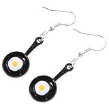 KOMBIUDA ユニークたまご焼きフライパンピアス レディース用クリエイティブキッチンチャーム おしゃれなダングルイヤリング プレゼントに