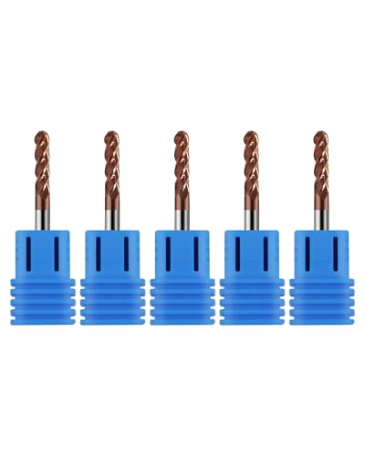 Image of 1 /8 inch Carbide Ball Nose End Mills, TISIN Coated, 4 Flute, End Mill Bits for Alloy Steels and Hardened Steels, 1 /8 inch Cutting Diameter- 5pcs